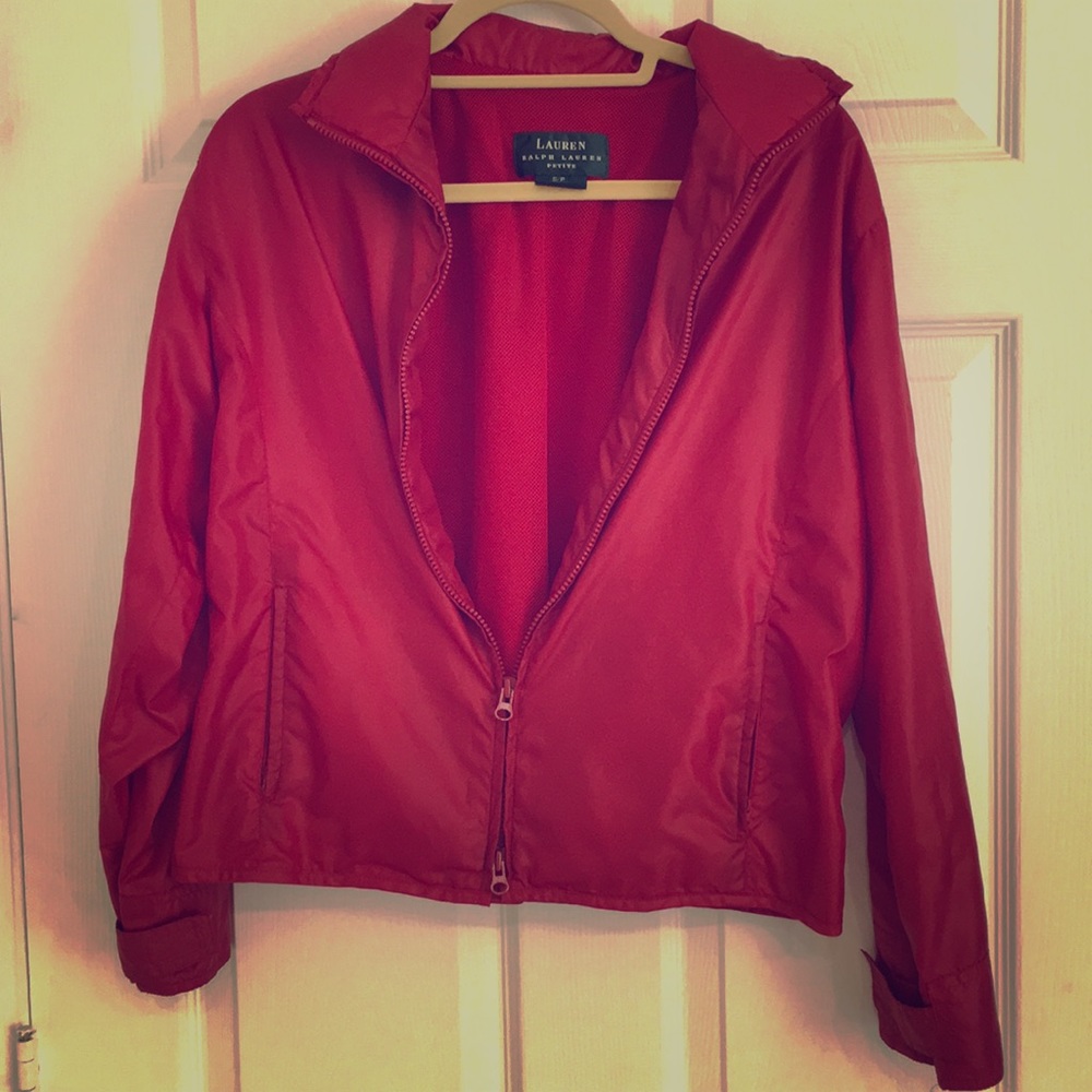 Ralph Lauren petite red windbreaker jacket small
